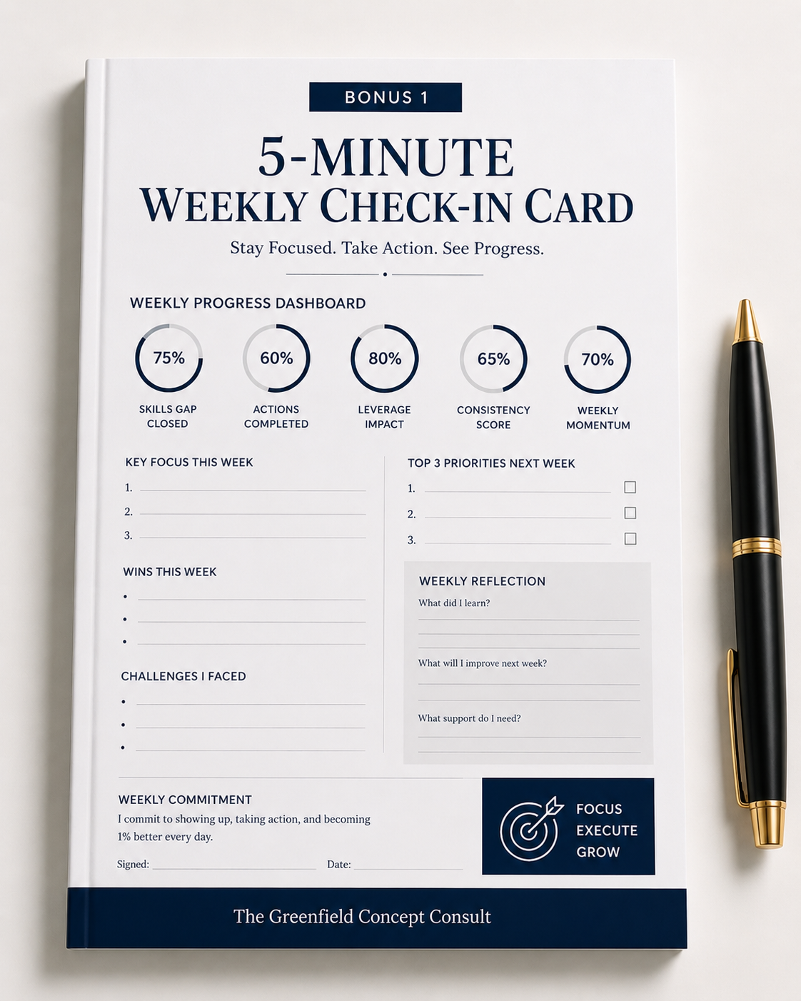The 5-Minute Weekly Check-In Card mockup