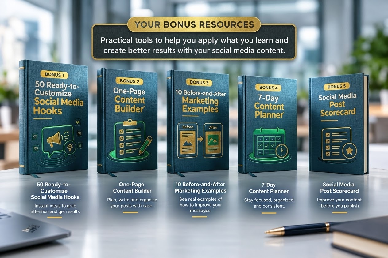 Five bonus resources included with Stop Scrolling, Start Selling